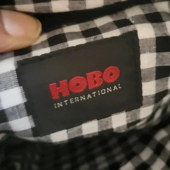 HOBO International Fold-over Black Patent Leather Clutch Silver Buckle Accent - Picture 5 of 10